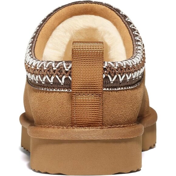 Women's Chestnut Suede Fuzzy Slippers for Winter Warm House Shoes Cozy Boots - Picture 4 of 8